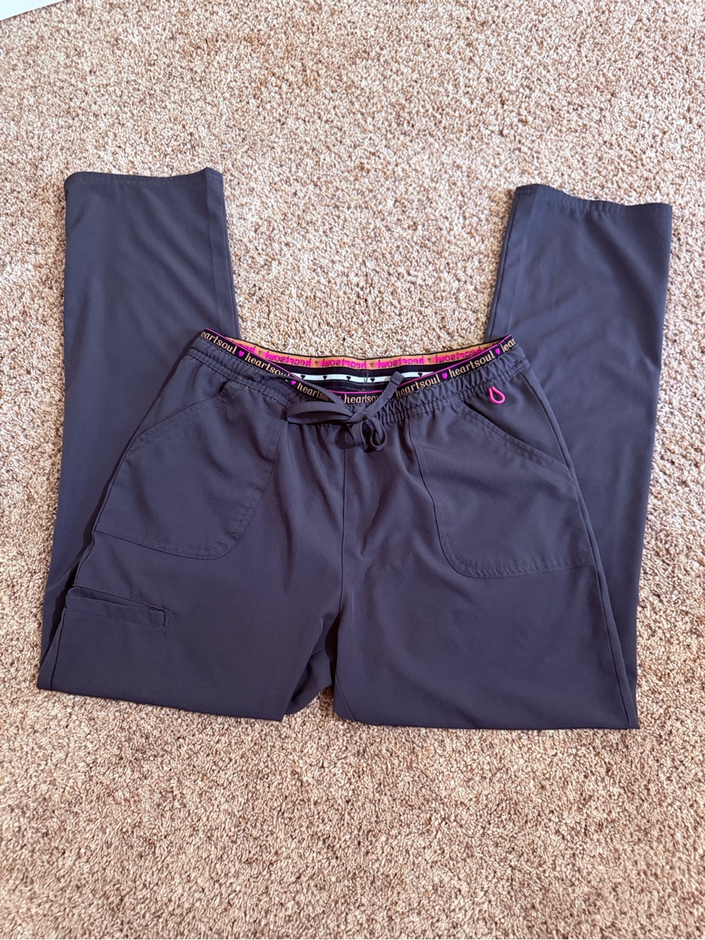 HeartSoul Pewter Gray Scrub Pants Small Petite SP Stretch Cargo
